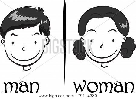 woman and man face