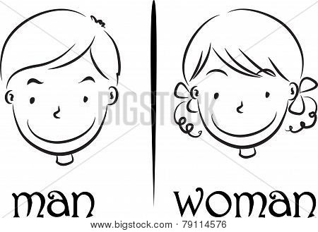 woman and man face