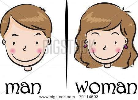 woman and man face