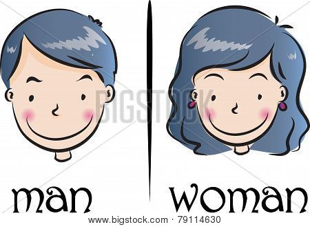 woman and man face