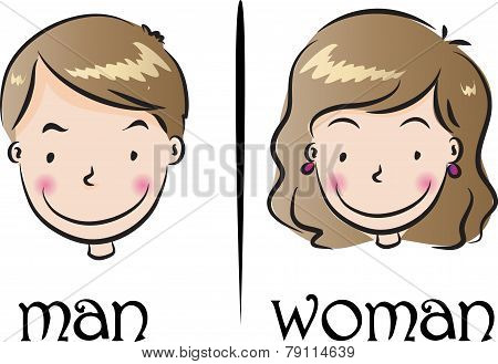 woman and man face