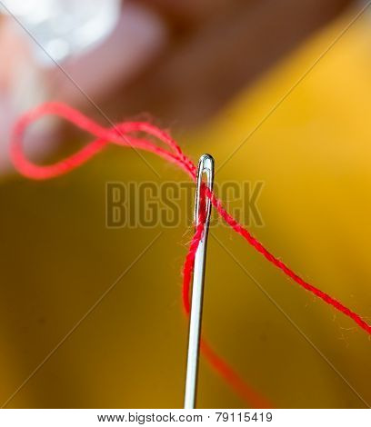 Threading Needle Means Tailoring Sew And Dressmaking