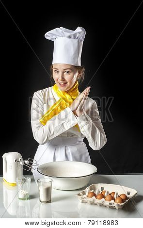 Smiling Cook In Kitchen