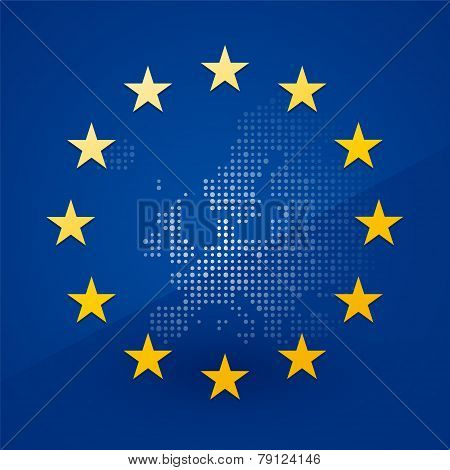 European Union Flag With A Map In The Background