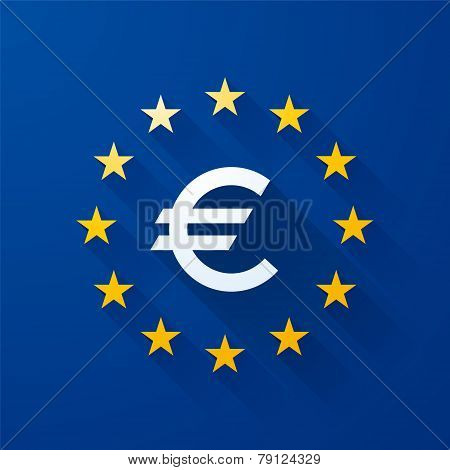 Euro Symbol With Long Shadows