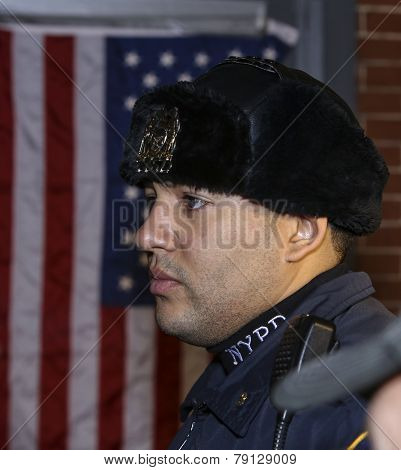 NYPD officer at memorial