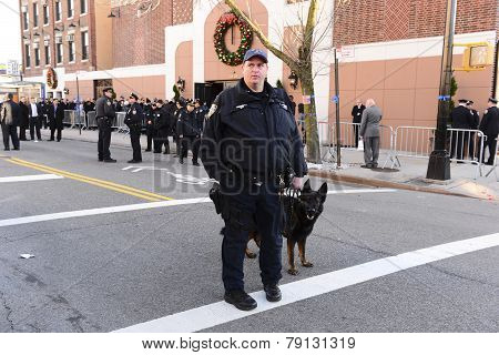 K9 officer outside Christ Tabernacle Church