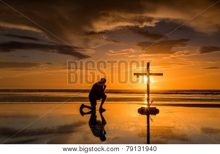 Prayful Cross Sunset