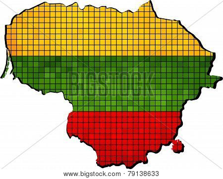 Lithuania map with flag inside