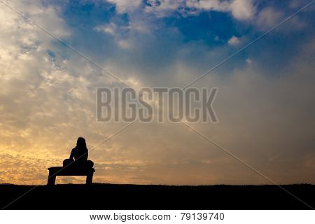 Silhouette People On Sky Background