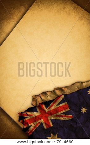 australische Flagge und altes Papier