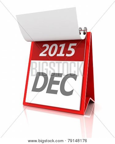 2015 December calendar, 3d render