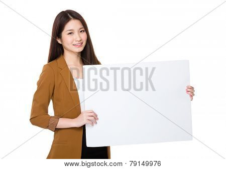 Businesswoman hold with palcard