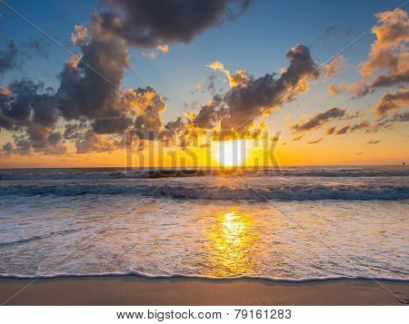 Sea sunrise in Chaweng beach Koh Samui island, Thailand.