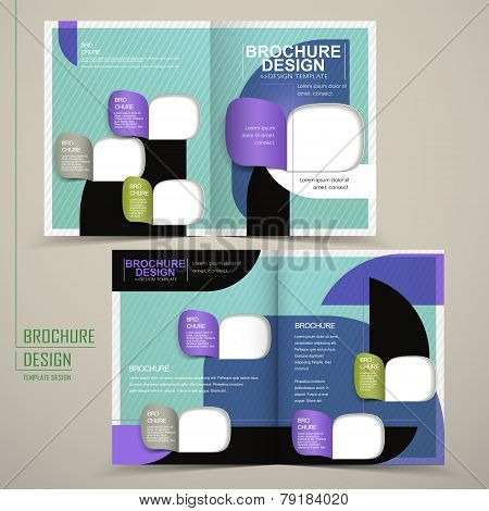 Modern Half-fold Brochure Template Design In Blue
