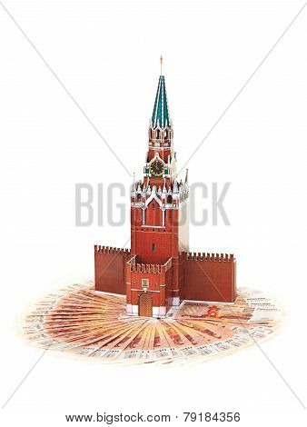 Model of the Moscow Kremlin in the background of five thousandth