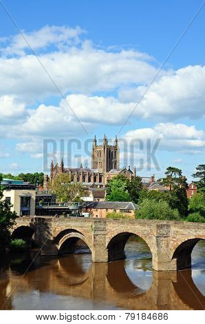 Hereford Cathedral and River Wye.