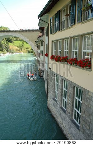Buildings At Aare River In Bern, Switzerland
