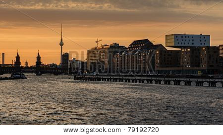 Berlin Oberbaumbrucke With Tv Tower