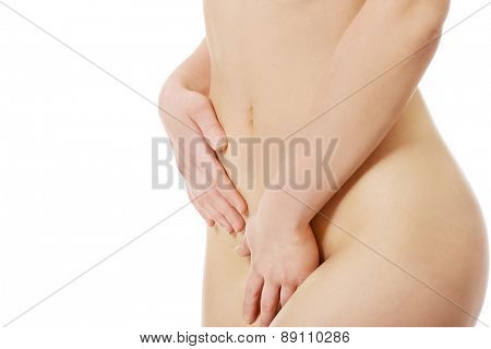 Beautiful slim cacuasian woman's belly.