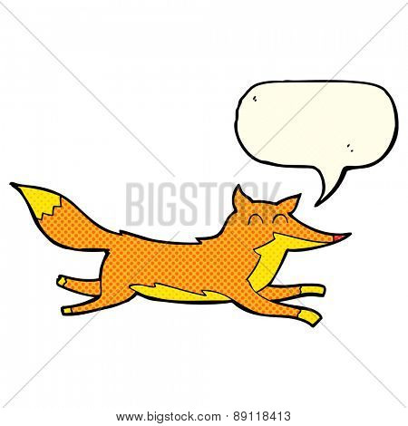 cartoon running fox with speech bubble