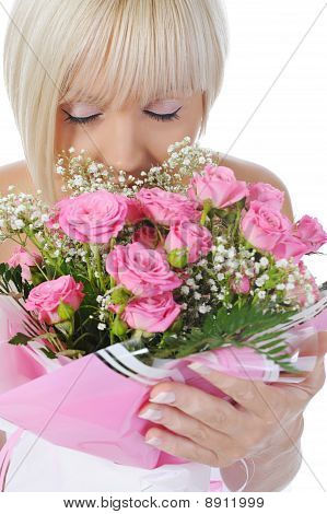 Sposa felice con un Bouquet
