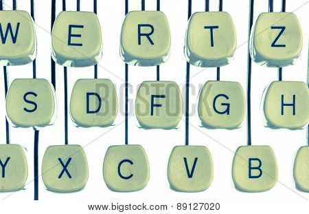 keys of an old typewriter. symbolic photo for communication in former times
