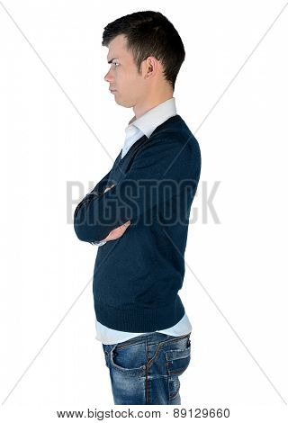 Isolated young man looking side