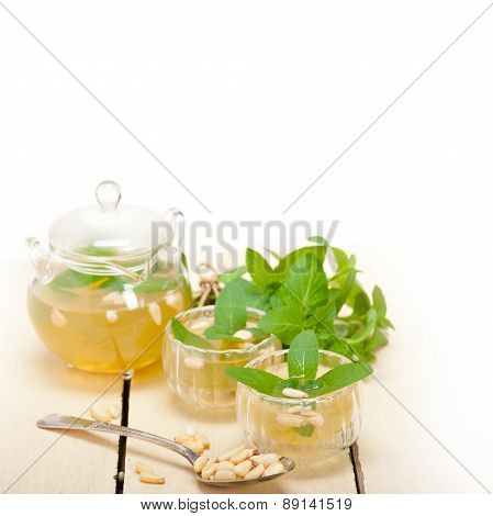 Arab Traditional Mint And Pine Nuts Tea