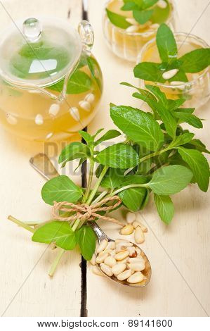 Arab Traditional Mint And Pine Nuts Tea