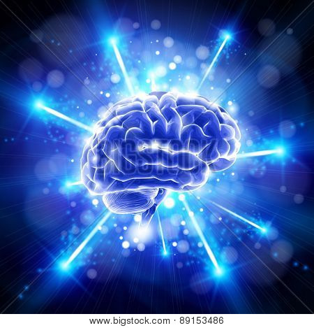 brain & blue bang - technology concept