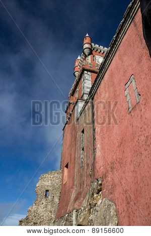 Walls of Pena National Palace, Palacio de Pina in Sintra, Portugal