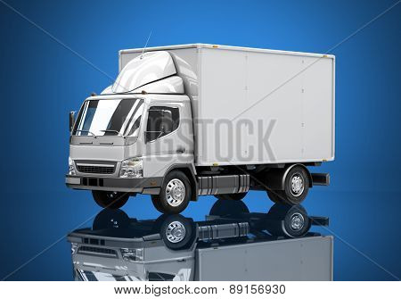 3d courier service delivery truck icon with blank sides ready for custom text and logos