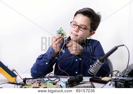 Young Student Performs Experiments
