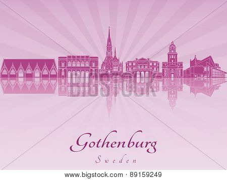 Gothenburg Skyline In Purple Radiant Orchid