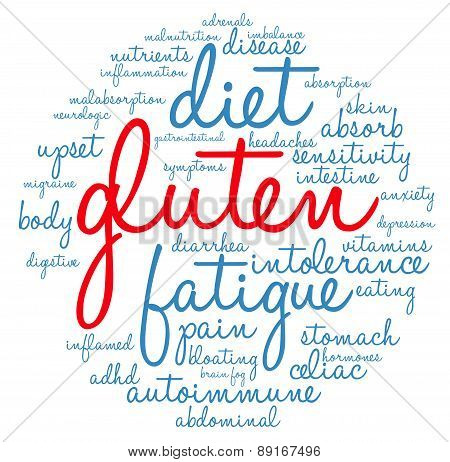 Gluten Circle Shaped Word Cloud