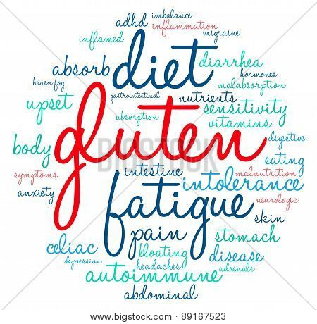 Gluten Circle Shaped Word Cloud