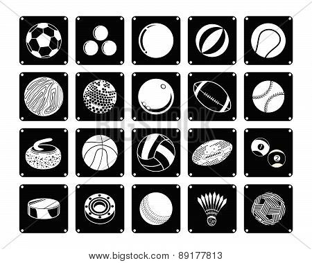 Collection Of Sport Ball Icons On White Background