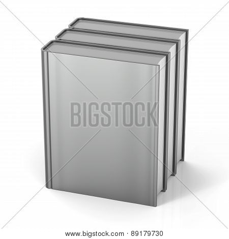 Books Three Blank Cover Standing 3 Textbook Template Grey