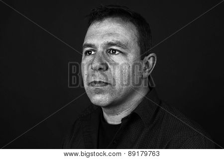 Man Deep In Thoughts Bw
