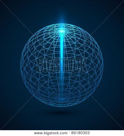 Abstract blue outline globe sphere background