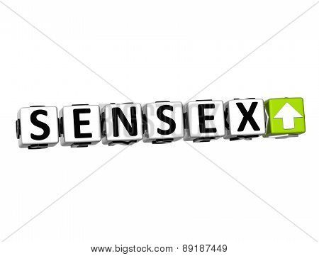3D Sensex Stock Market Block Text On White Background