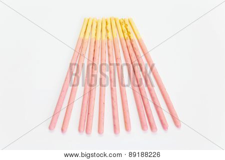Biscuit stick strawburry coated