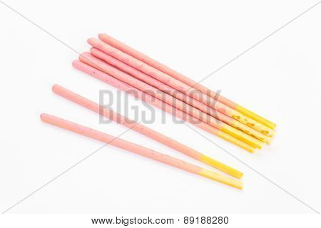 Biscuit stick strawburry coated