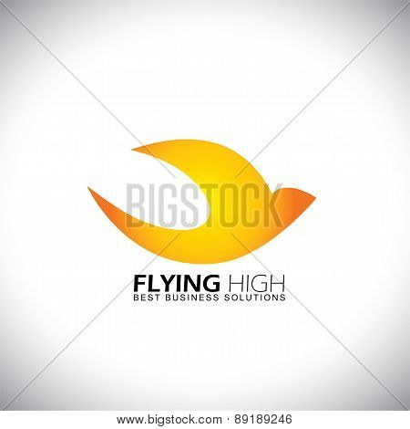 Lively Happy Bird Flying High Concept Logo Vector Icon