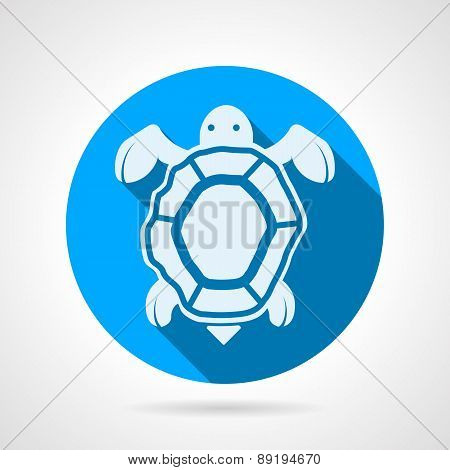 Sea turtle flat round vector icon