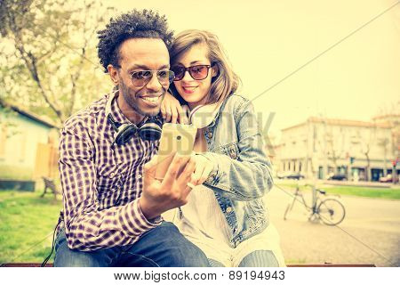 Happy Coouple With Mobile Phone