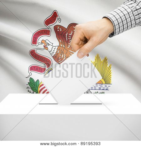 Voting Concept - Ballot Box With National Flag On Background - Illinois