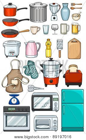 Different kind of kitchen objects