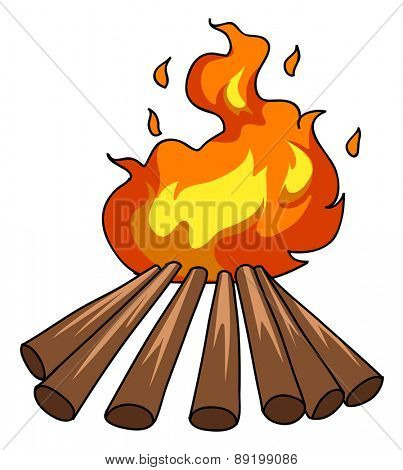 Close up campfire with burning flame